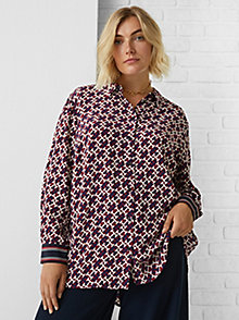 rood curve th monogram blouse met ruches voor dames - tommy hilfiger