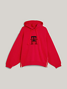 rot boyfriend fit hoodie mit monogramm für damen - tommy hilfiger