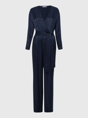 Jacquard Monogram Long Sleeve Jumpsuit | BLUE | Tommy Hilfiger