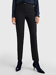 black satin slim fit trousers for women tommy hilfiger