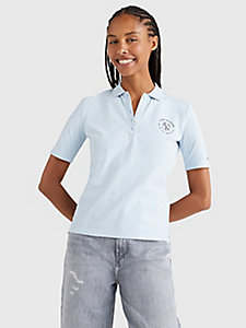 polo coupe standard à logo nyc bleu pour femmes tommy hilfiger