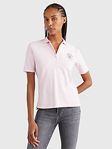 pink nyc logo regular fit polo for women tommy hilfiger