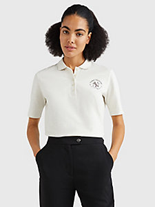 white nyc logo regular fit polo for women tommy hilfiger