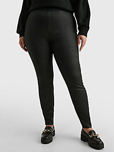 denim curve high rise skinny pull-on jeans met coating voor dames - tommy hilfiger