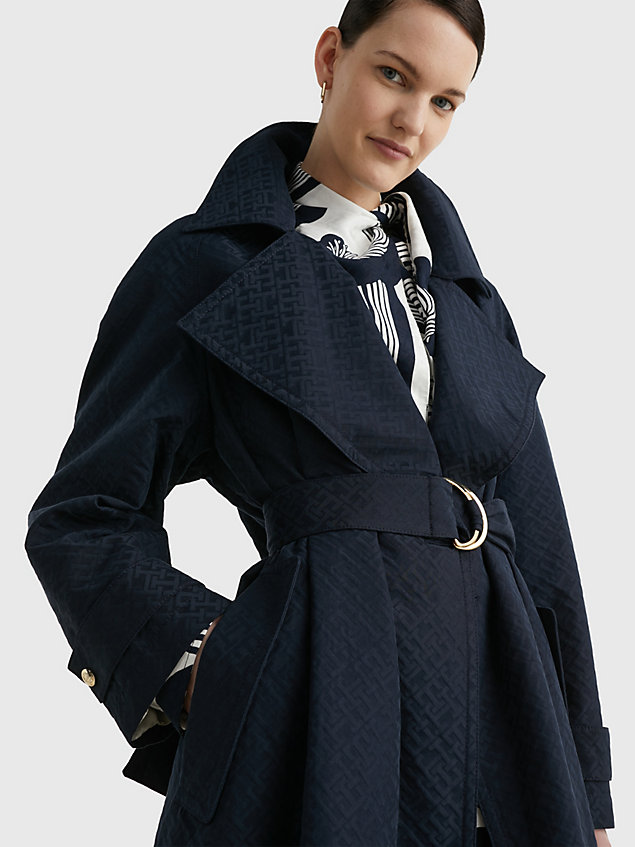 blue crest oversized trench coat for women tommy hilfiger