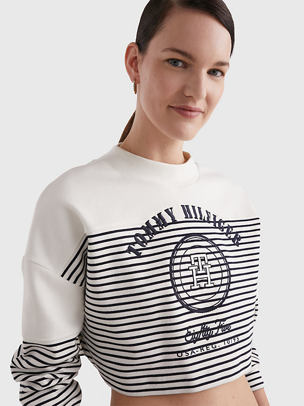ECRU Breton Stripe Boxy Long Sleeve T-Shirt for women TOMMY HILFIGER