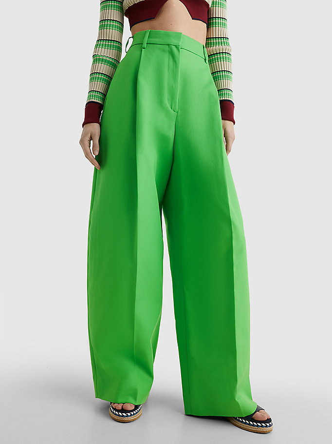 pantalon chino jambe ample vert pour femmes tommy hilfiger
