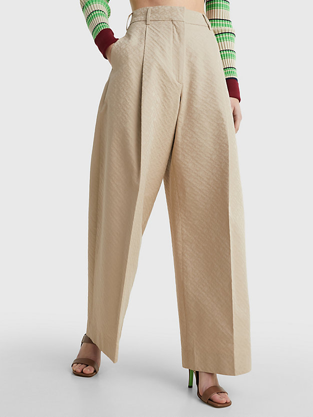 GENTLE GOLD High Rise Monogram Wide Chino Trousers for women TOMMY HILFIGER