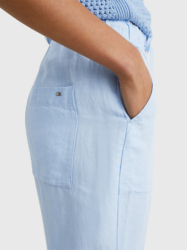 VESSEL BLUE Linen Pull-On Boyfriend Trousers for women TOMMY HILFIGER