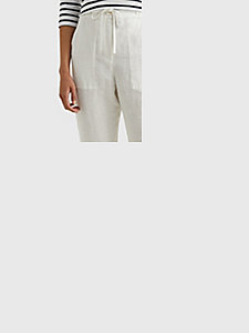 white linen pull-on boyfriend trousers for women tommy hilfiger