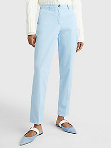pantalón chino de sarga con corte slim azul de mujer tommy hilfiger