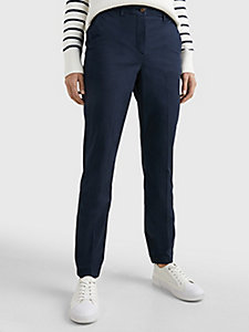 blue slim fit twill chinos for women tommy hilfiger