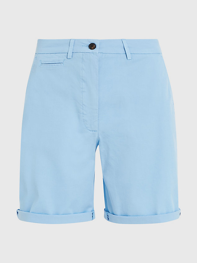 blue chino-shorts mit krempelsaum für damen - tommy hilfiger