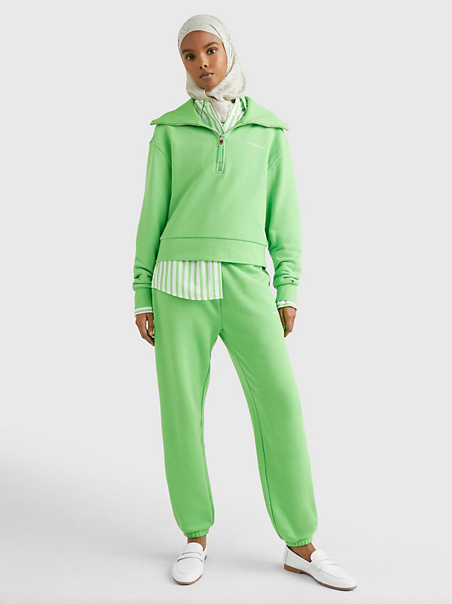 green 1985 collection pullover mit reißverschluss für damen - tommy hilfiger