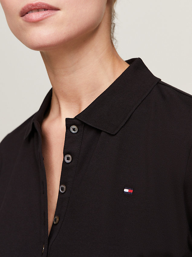 black 1985 collection flag embroidery regular polo for women tommy hilfiger