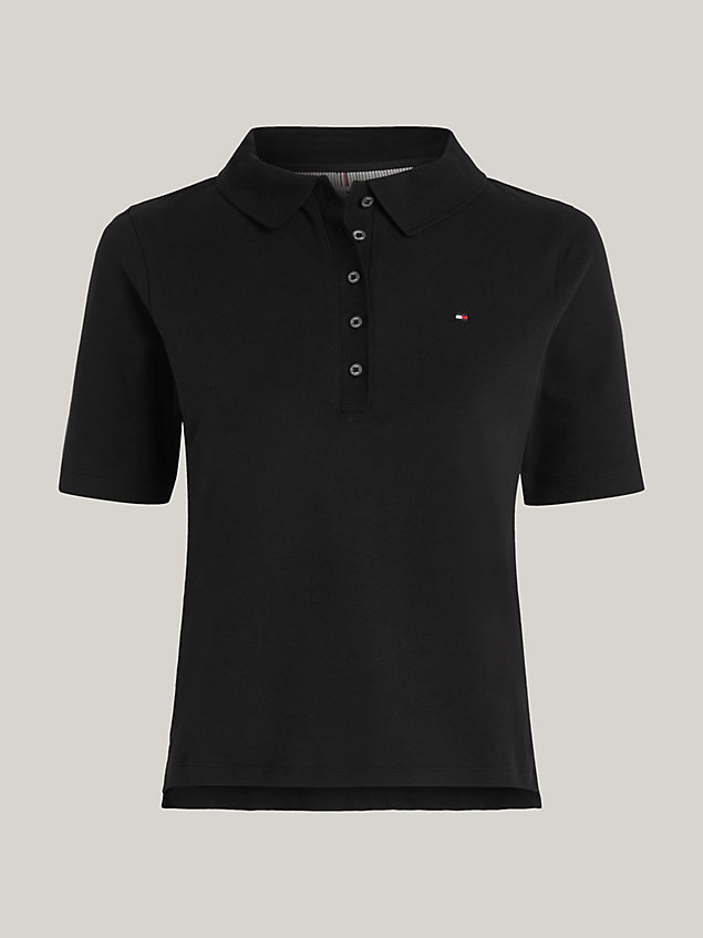 black 1985 collection flag embroidery regular polo for women tommy hilfiger