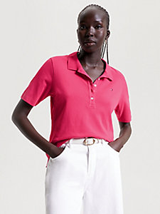 polo coupe standard 1985 collection rose pour femmes tommy hilfiger