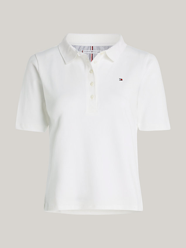 white 1985 collection flag embroidery regular polo for women tommy hilfiger