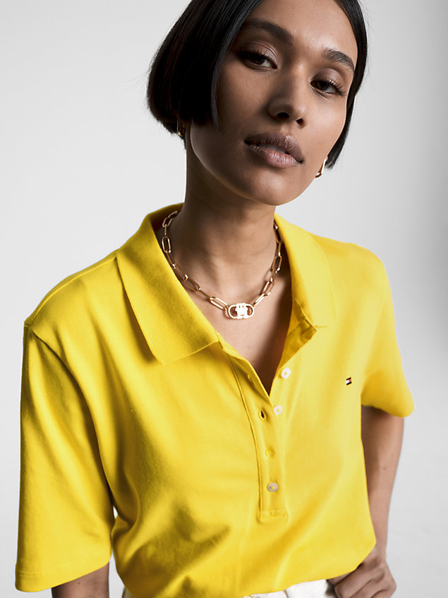 yellow 1985 collection regular fit pique polo for women tommy hilfiger