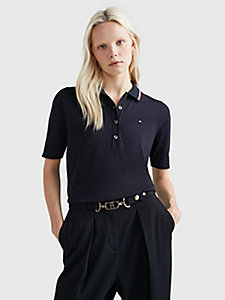 blue signature detail regular fit polo for women tommy hilfiger