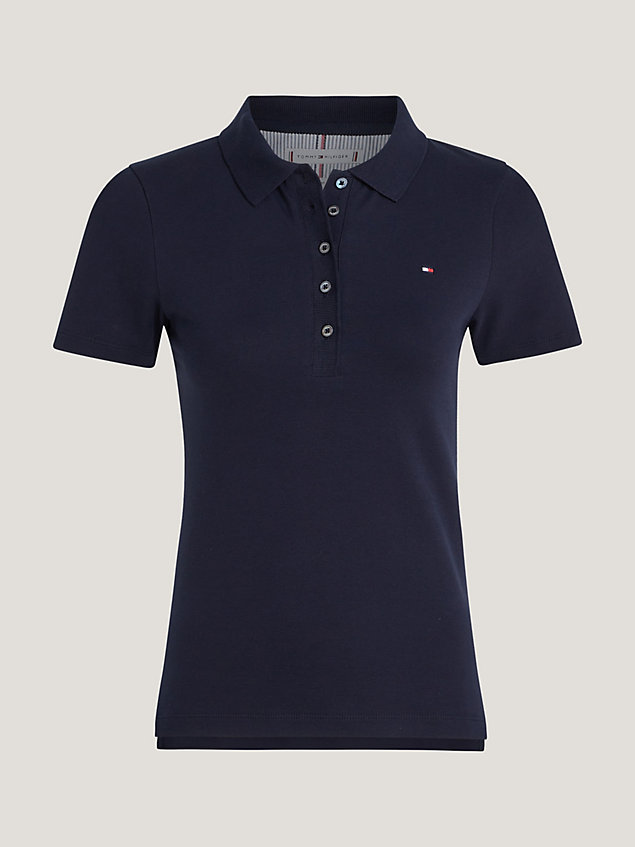 blue 1985 collection slim fit pique polo for women tommy hilfiger