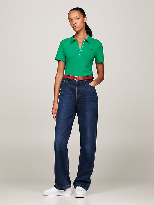 green 1985 collection slim pique polo for women tommy hilfiger