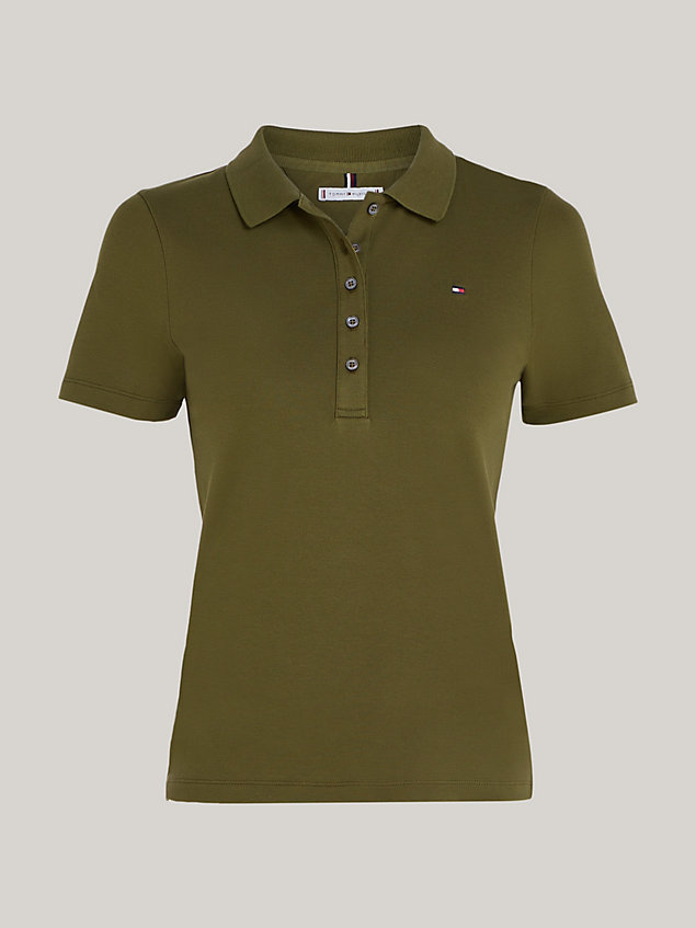 green 1985 collection slim fit pique polo for women tommy hilfiger