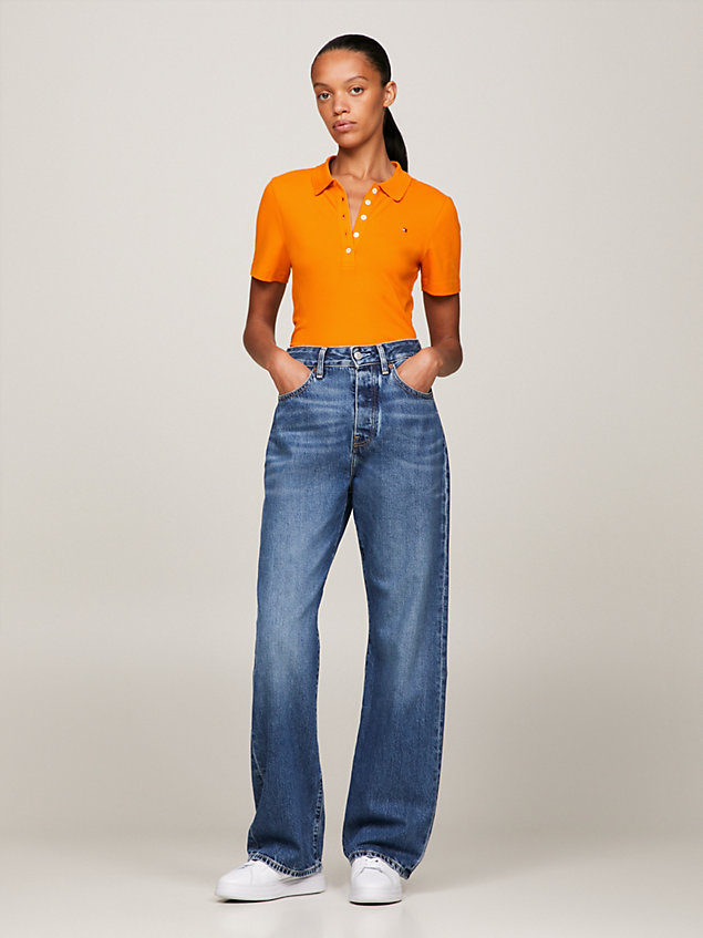 orange 1985 collection slim pique polo for women tommy hilfiger