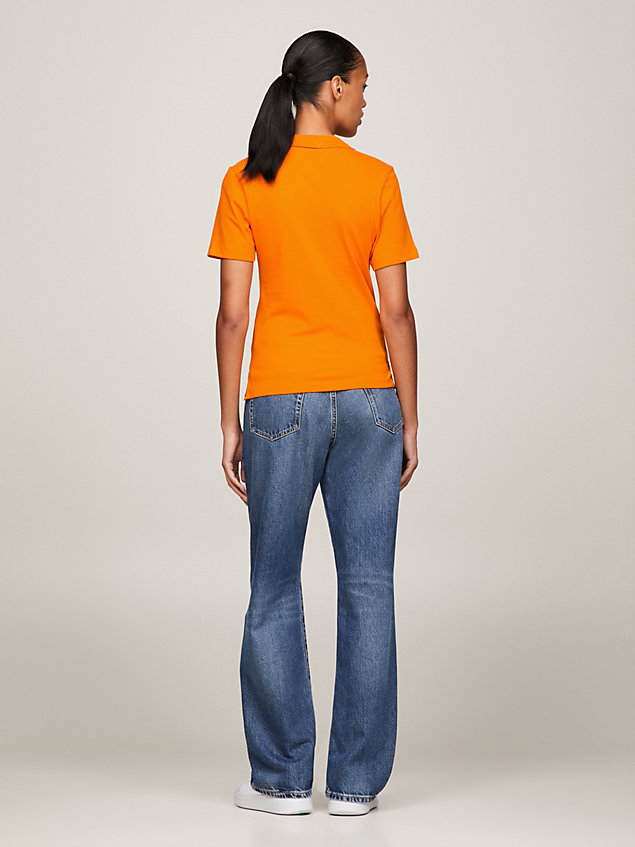 orange 1985 collection slim pique polo for women tommy hilfiger