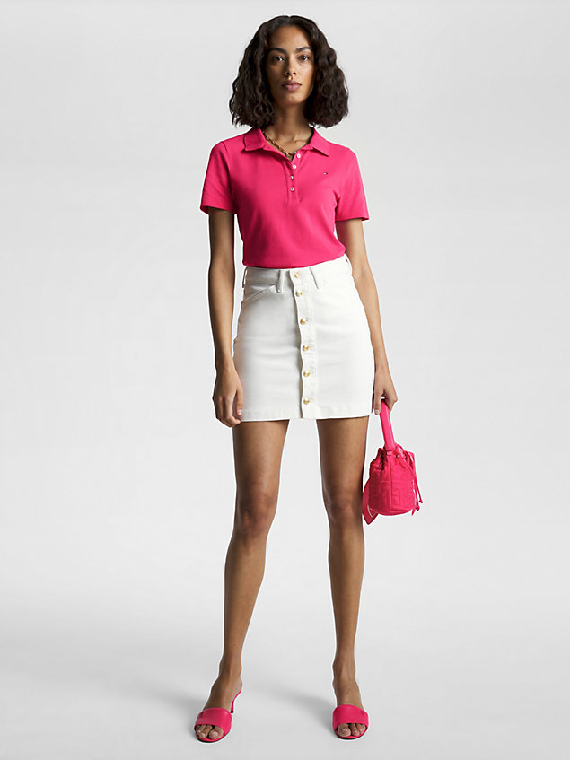pink 1985 collection slim fit pique polo for women tommy hilfiger