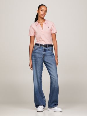 1985 Collection Slim Fit Poloshirt mit Flag | Rosa | Tommy Hilfiger 