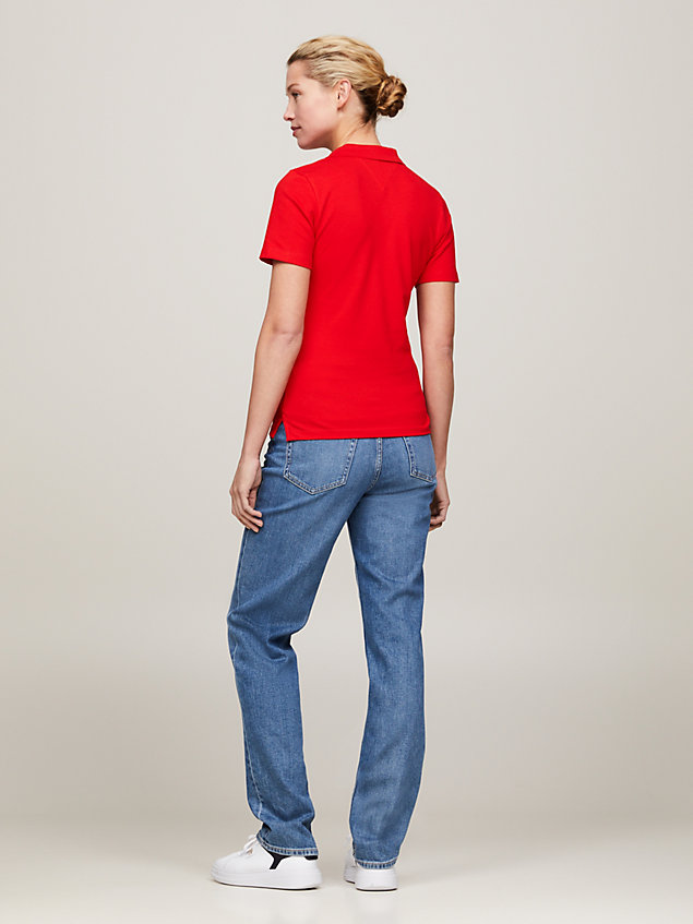 red 1985 collection slim pique polo for women tommy hilfiger