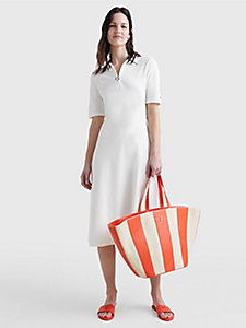 white zip placket midi polo dress for women tommy hilfiger