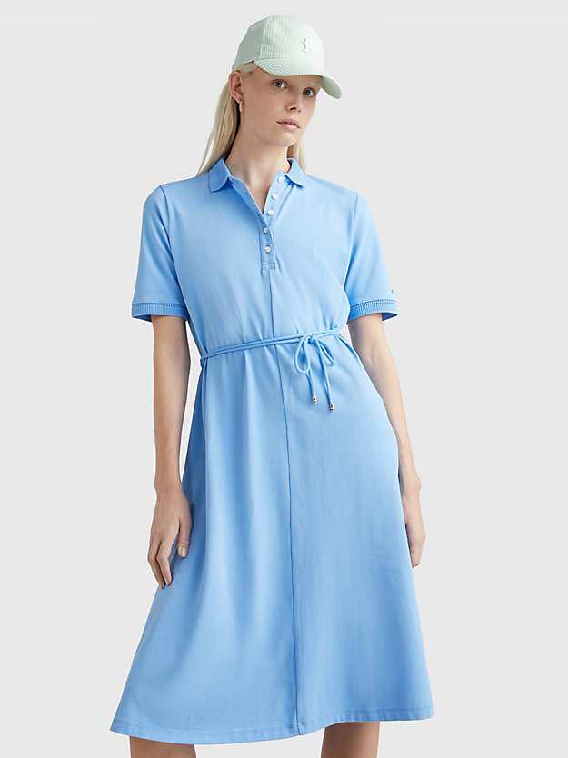 HYDRANGEA BLUE Lace Relaxed Half Sleeve Polo Dress for women TOMMY HILFIGER
