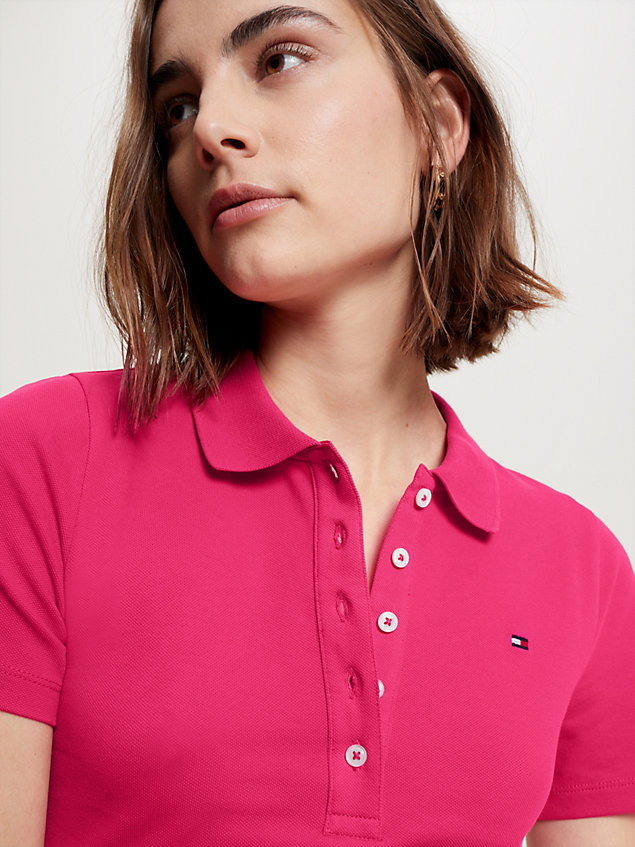 pink 1985 collection slim fit polo dress for women tommy hilfiger