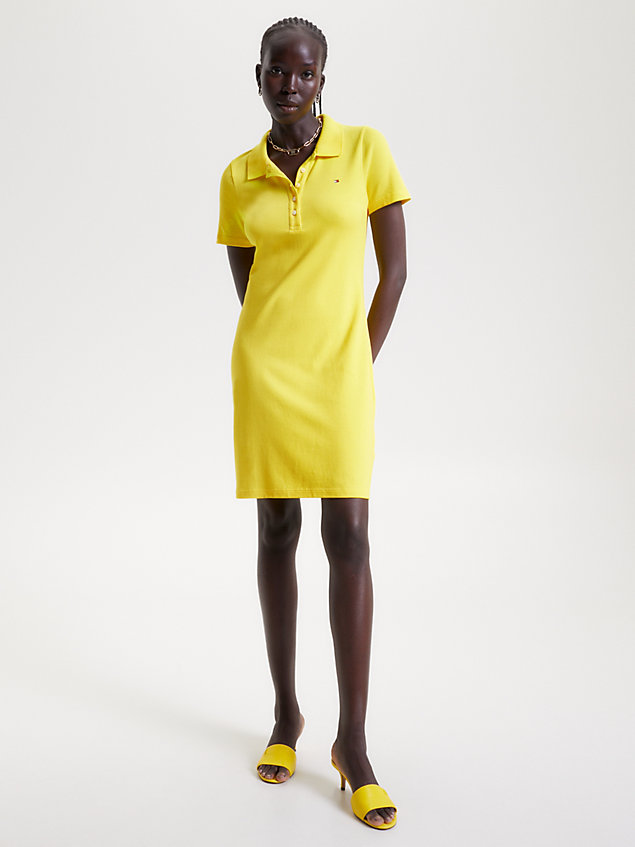 yellow 1985 slim fit polojurk voor dames - tommy hilfiger