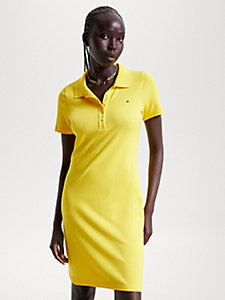 robe polo 1985 collection moulante jaune pour femmes tommy hilfiger