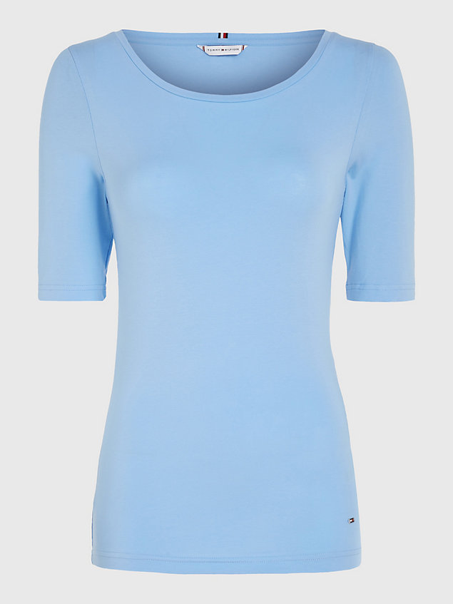 blue modern slim fit halbarm-t-shirt für damen - tommy hilfiger