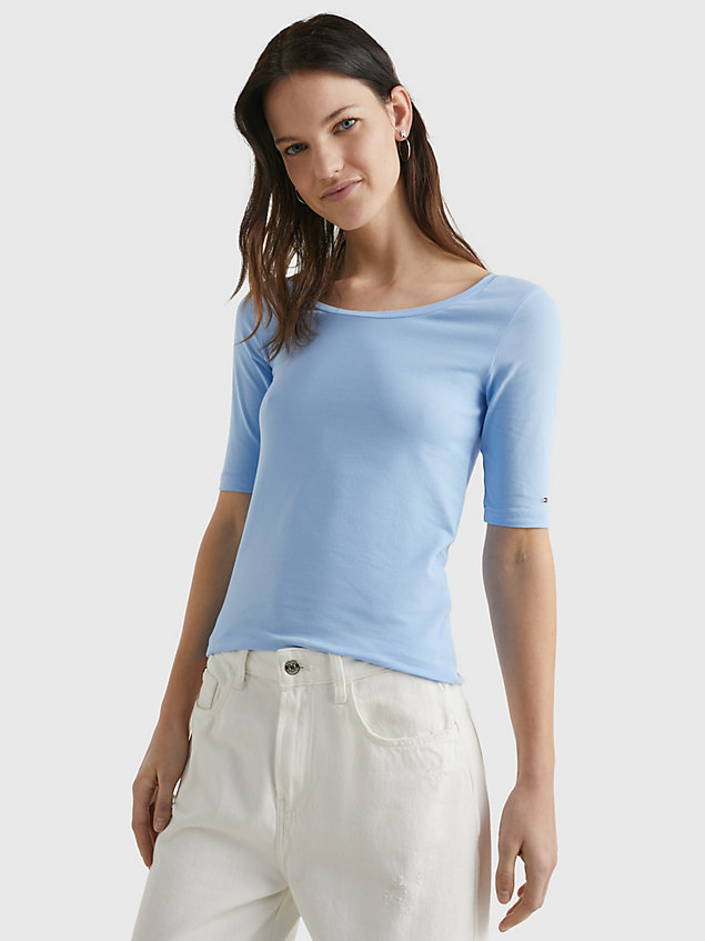 blue modern slim fit halbarm-t-shirt für damen - tommy hilfiger