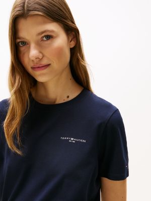 t-shirt 1985 collection à logo bleu pour femmes tommy hilfiger