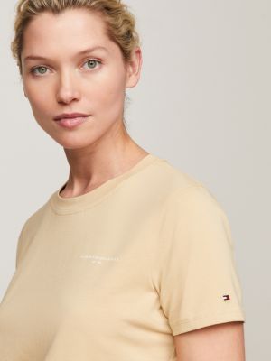 t-shirt 1985 collection con logo beige da donne tommy hilfiger