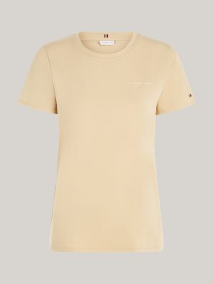 t-shirt 1985 collection con logo beige da donne tommy hilfiger