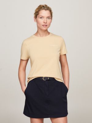 t-shirt 1985 collection con logo beige da donne tommy hilfiger