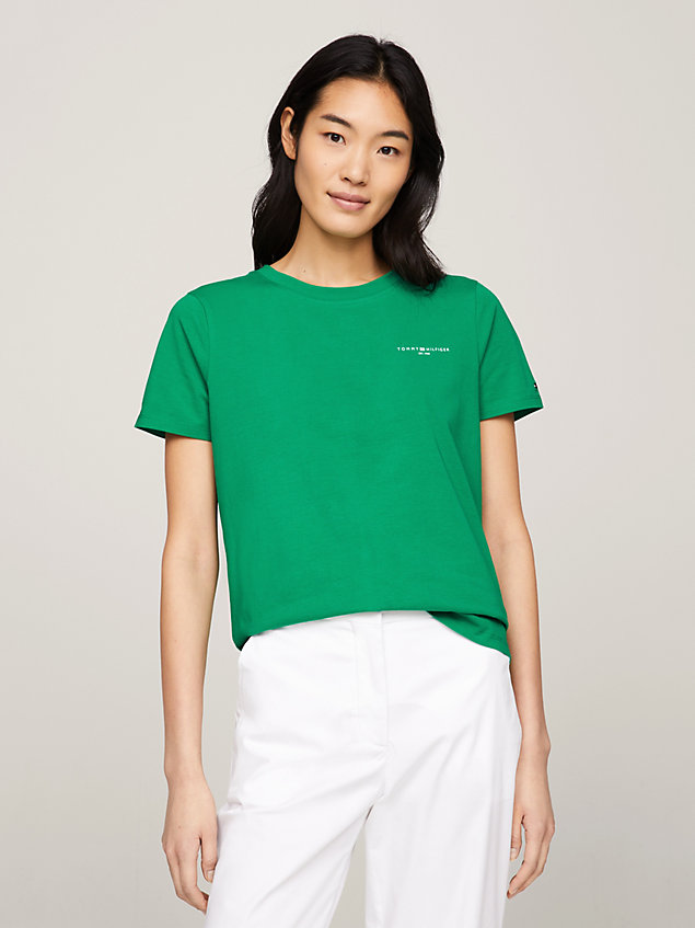 green 1985 t-shirt met signature-logo voor dames - tommy hilfiger