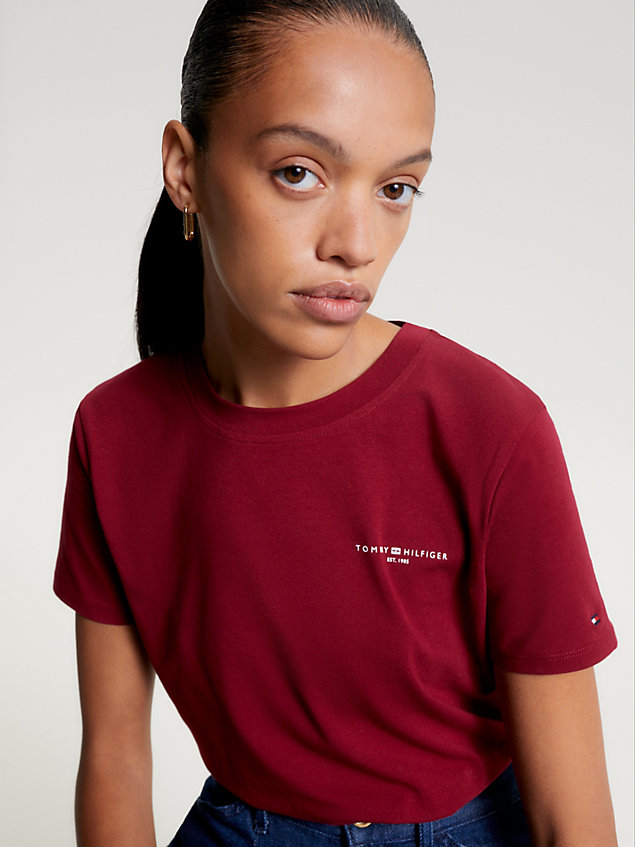 red 1985 collection crew neck t-shirt for women tommy hilfiger