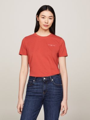 t-shirt 1985 collection à logo rouge pour femmes tommy hilfiger