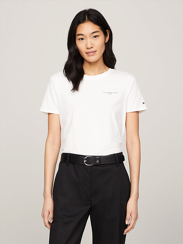 white 1985 collection signature logo t-shirt for women tommy hilfiger
