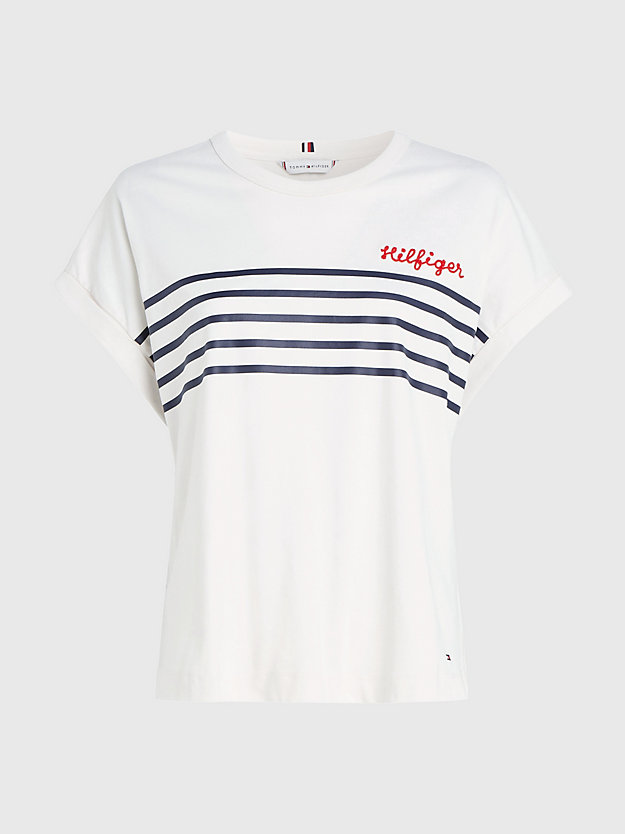 etiket Shetland Eerlijk Gestreept T-shirt met geborduurd logo | WIT | Tommy Hilfiger
