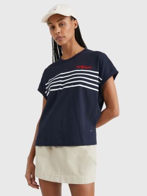 Stripe Logo Embroidery T-Shirt BLUE | Tommy Hilfiger