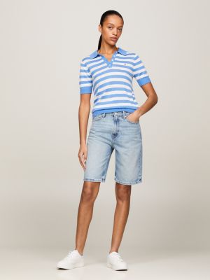 polo regular fit in maglia a righe blu da donne tommy hilfiger